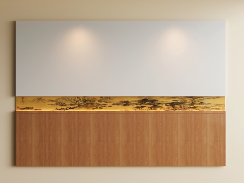  宋氏床头背景墙 新中式卧室背景墙 包间床头背景su模型 