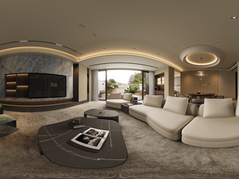  现代客餐厅3d模型 