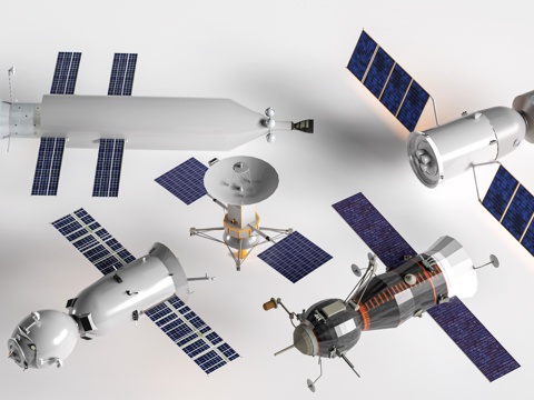  现代航天器材 轨道卫星su模型 