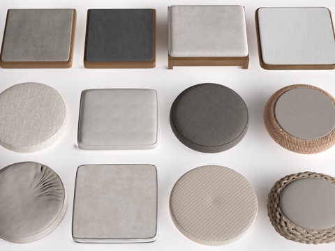 现代榻榻米坐垫 蒲团 飘窗坐垫su模型