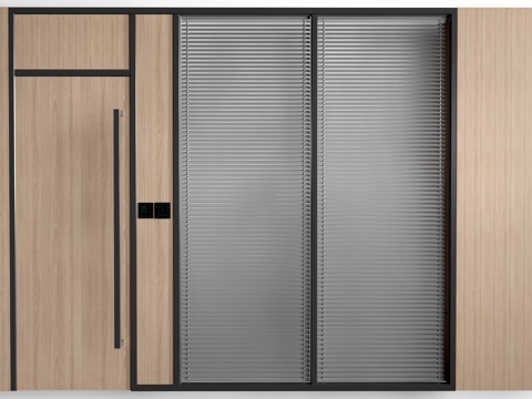  现代公司玻璃隔断 落地玻璃隔断 办公室隔断su模型 