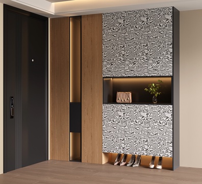  意式入户玄关鞋柜su模型 