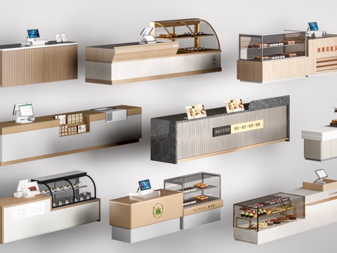 现收银台 服务台 吧台 接待台su模型