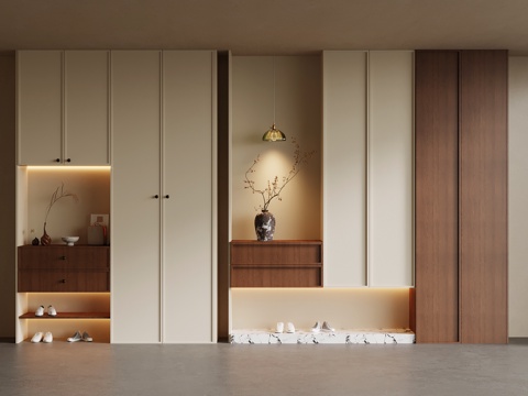 中古风入户玄关鞋柜su模型