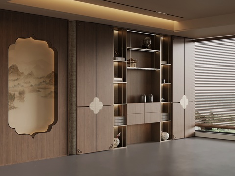 新中式茶柜 宋氏风置物柜su模型