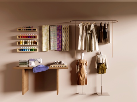  缝纫机  衣服  布su模型 