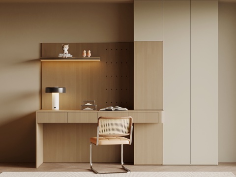 现代书桌椅 书柜su模型