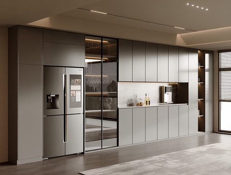 现代意式餐边柜 餐厅餐边柜 酒柜餐边柜 玻璃餐边柜 茶水餐边3d模型