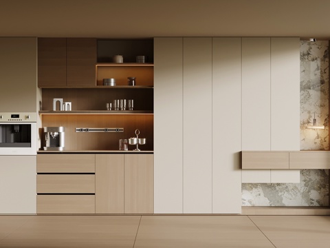  现代酒柜 鞋柜一体3d模型 