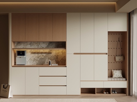  现代酒柜 鞋柜一体3d模型 