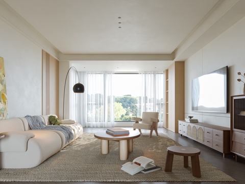  侘寂风客厅su模型 