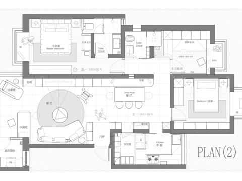  110㎡两版CAD方案cad施工图 