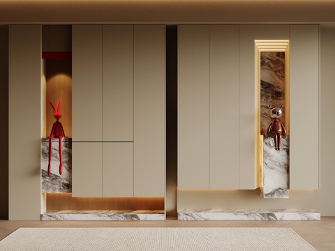 现代玄关 玄关柜su模型