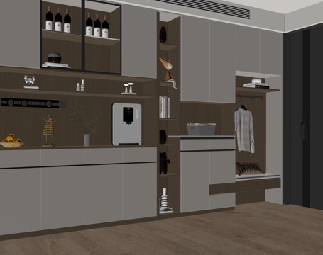  现代入户鞋柜酒柜一体柜 餐边柜 鞋柜 装饰柜su模型 