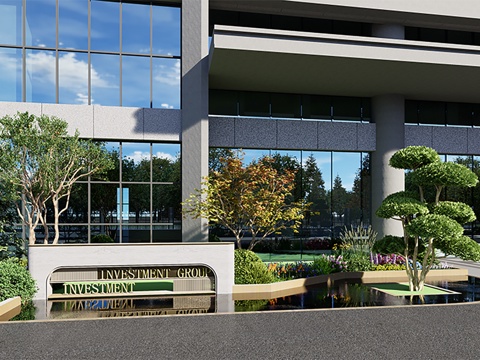  现代轻奢水景 喷泉 镜面水景 水景墙su模型 