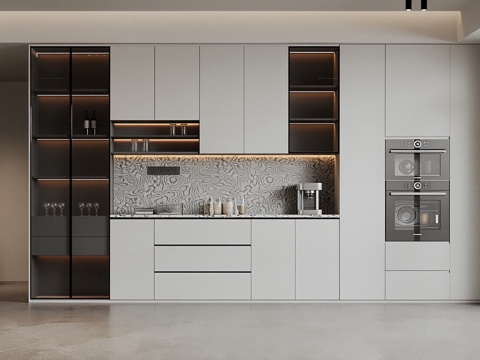 现代简约餐边柜 餐厅餐边柜 酒柜餐边柜 玻璃餐边柜 茶水餐边3d模型