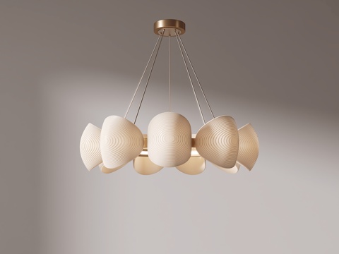  奶油风吊灯3d模型 