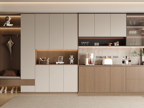  现代入户鞋柜酒柜一体柜 餐边柜 鞋柜 装饰柜3d模型 