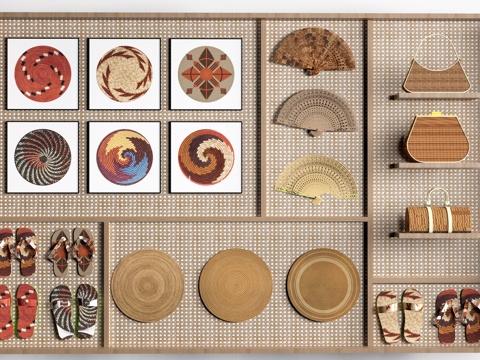 现代文创展墙 工艺品墙 文化墙 展示墙su模型