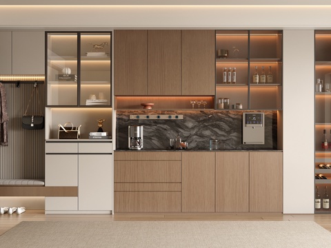  现代入户鞋柜酒柜一体柜 餐边柜 鞋柜 装饰柜3d模型 