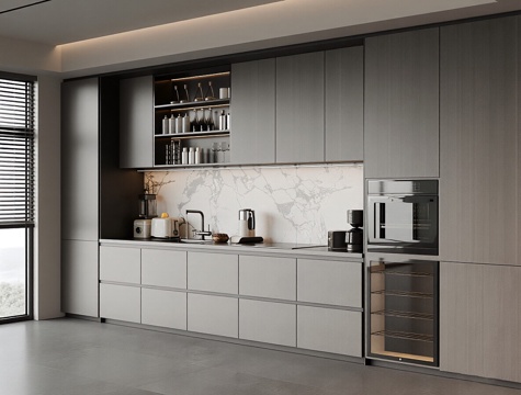 现代意式餐边柜 餐厅餐边柜 酒柜餐边柜 玻璃餐边柜 茶水餐边3d模型