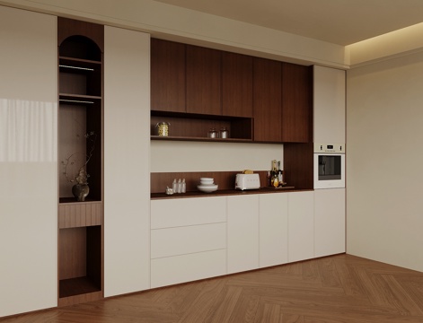 中古风酒柜 餐边柜su模型