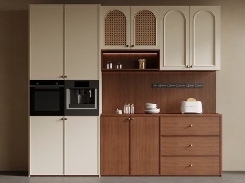 中古风酒柜 餐边柜su模型