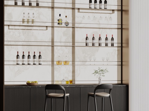  酒架 吧台3d模型 