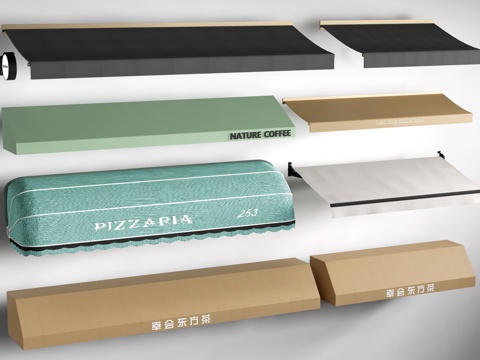 现代伸缩雨棚 户外遮阳棚 户外雨棚 雨打su模型