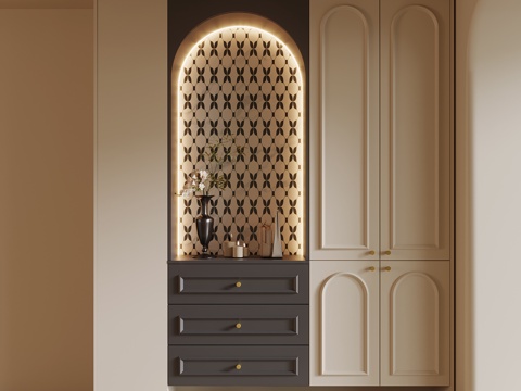 法式鞋柜 入户鞋柜su模型