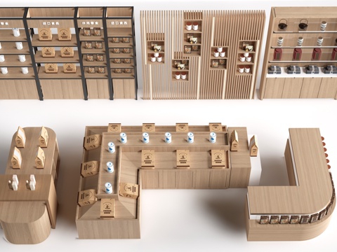 现代文创展架 文创展柜 置物架su模型