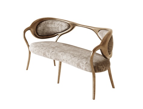  轻奢双人沙发su模型 