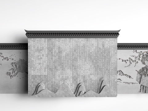 中式景墙 中式围墙 马头墙su模型