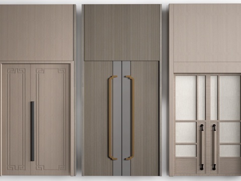 现代宴会厅门 会议室门 双开门 实木门su模型