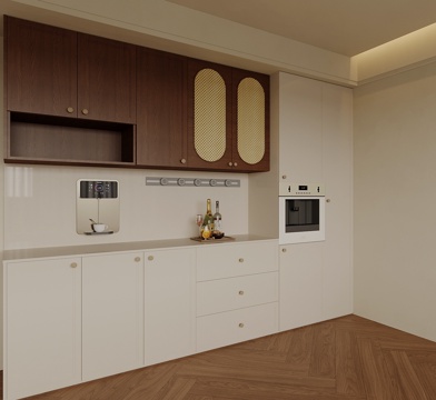 中古风酒柜 餐边柜su模型