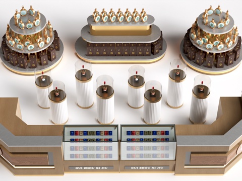 现代烟酒柜 酒展架 文创展台su模型