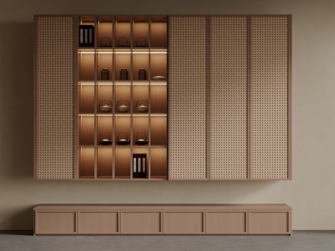  新中式茶叶柜 书柜3d模型 