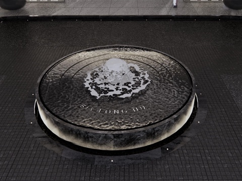  现代简约水景 示范区环岛水景 圆形环岛景观 小区入户水景景观su模型 