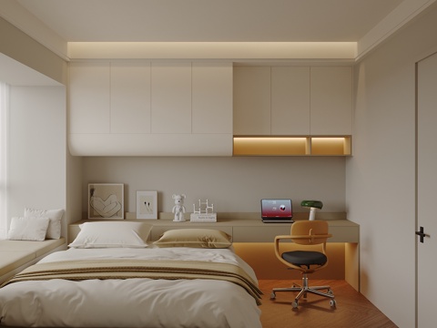 现代榻榻米卧室su模型