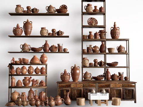 现代陶罐 陶艺器材 陶艺展品 陶罐摆件su模型