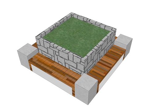 景观树池坐凳su模型