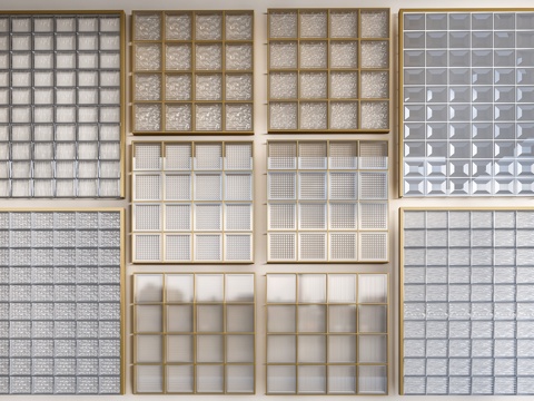 现代玻璃砖隔断 长虹玻璃 水晶砖隔断 玻璃砖屏风 艺术玻璃砖su模型