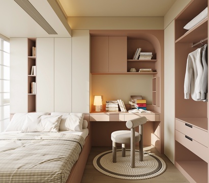  现代榻榻米卧室su模型 