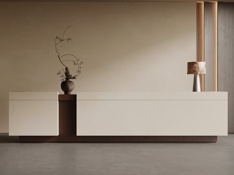  中古风吧台 接待台3d模型 