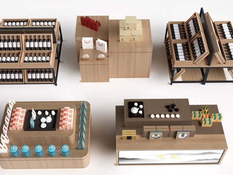 现代文创展台 文创展柜 文创展架 民俗小品su模型