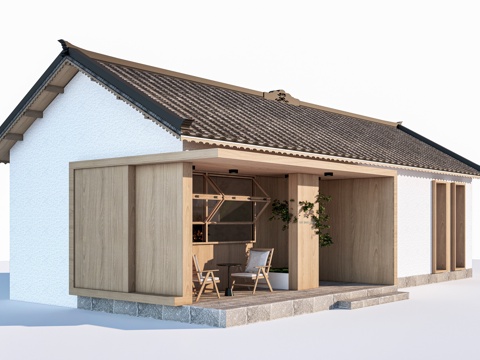 现代驿站建筑 商店建筑 咖啡厅建筑 小公建su模型