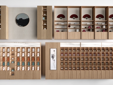 现代货架 货柜 文创展架 烟酒展示架su模型