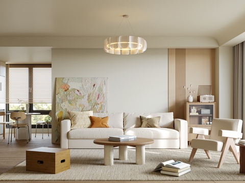  侘寂风客餐厅3d模型 