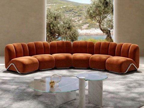 现代弧形沙发su模型