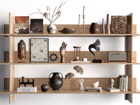 现代墙壁置物架 墙面置物架 置物架 装饰架su模型